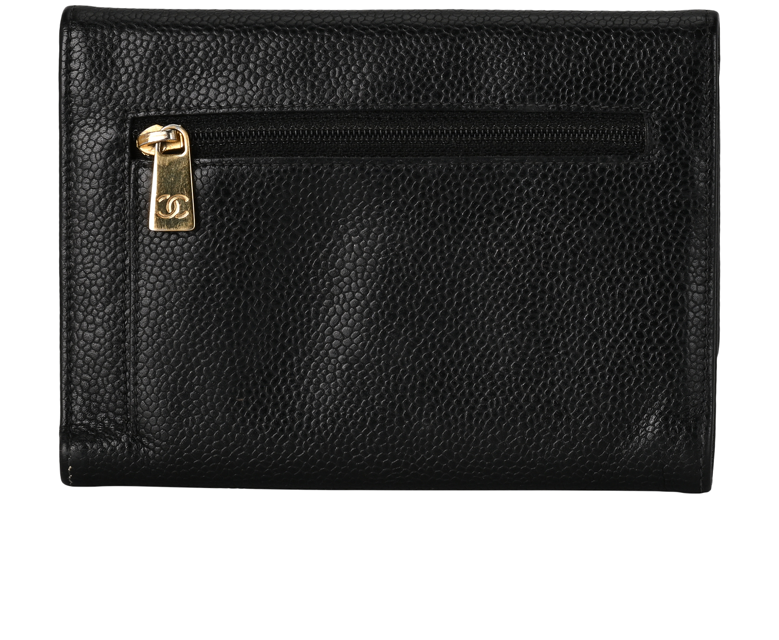Chanel Vintage CC Trifold Wallet, &pound;280, Accessories, Black, Caviar Leather, Back view
